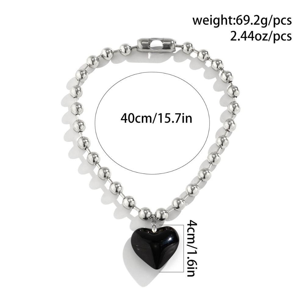 Vintage Big CCB Ball Heart Pendant Necklace INS Aesthetic Choker Hip Hop Party Jewelry Women Girl