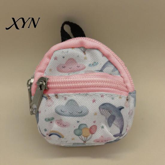 Compact Earphone Case Mini Backpack Coin Purse, Scratch Resistant Zippered Compartment Keychain Pouch Bag, Waterproof Oxford Cloth Decorative Bag