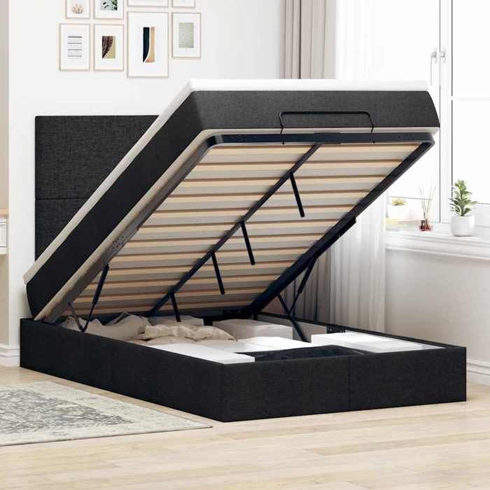 Maison Exclusive - Cadre de lit ottoman avec matelas noir 120x200cm tissu