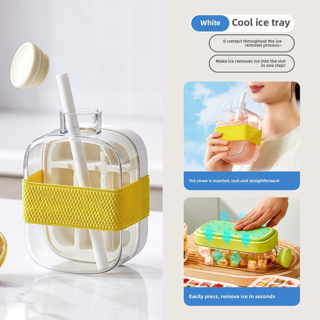 Portable Silicone Ice Cube Mold Zero-Contact Pressure Reusable Freezer Tray for Whiskey Ice Cream Water Bottle Bar Home Camping