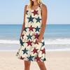 Women's Stylish Casual Independence Day Print Cuffless Pocket Dress