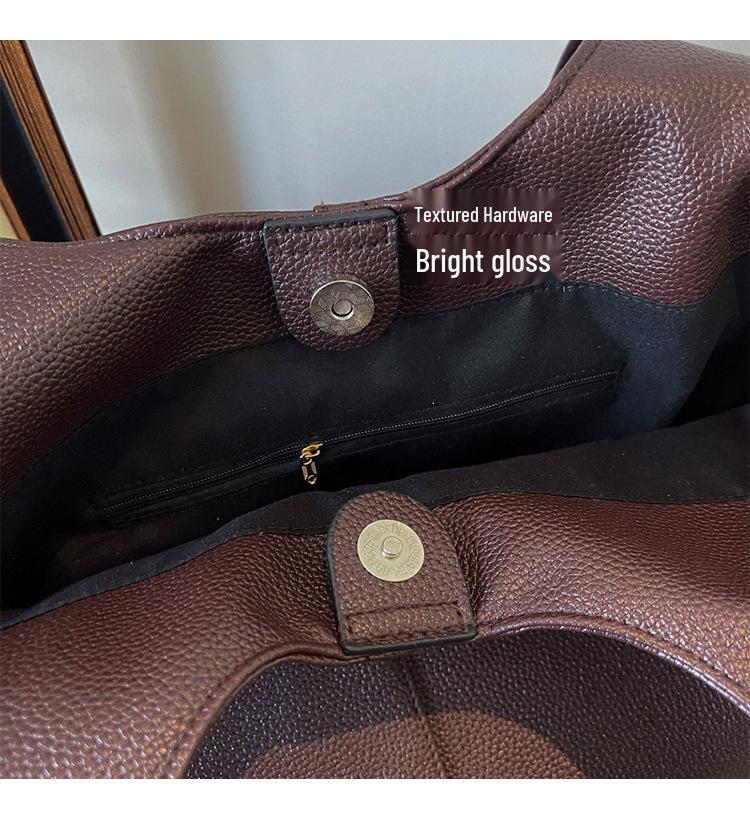 Women's Retro Korean Style Large Capacity PU Tote Bag for Versatile Use