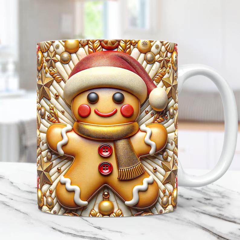 3D New Christmas Christmas Gingerbread Man Ceramic Coffee Mark Cup Tea Cup Gingerbread