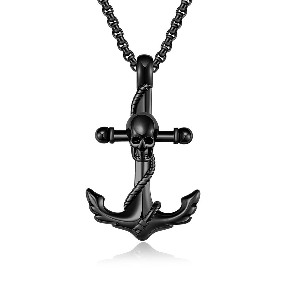 Titanium Steel Skull Boat Anchor Necklace Niche Personality Wearing Stainless Steel Pendant Pendant