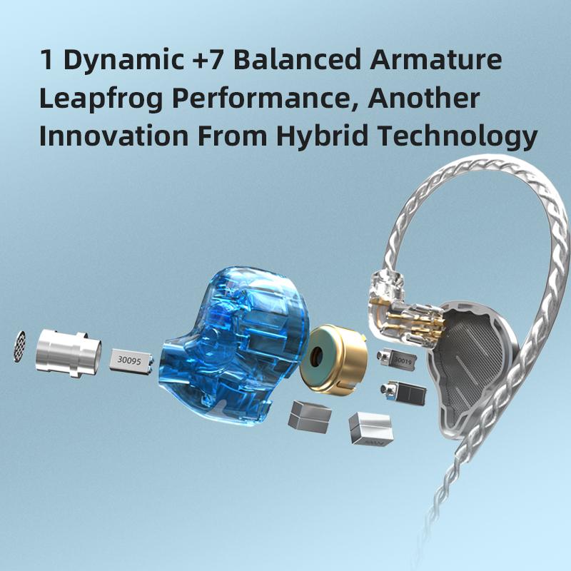 KZ ZAX 1DD+5BA In-ear HIFI Monitoring Music In-ear Wired Headphones Sports Game Android Bass 3.5MM Interchangeable Earbuds