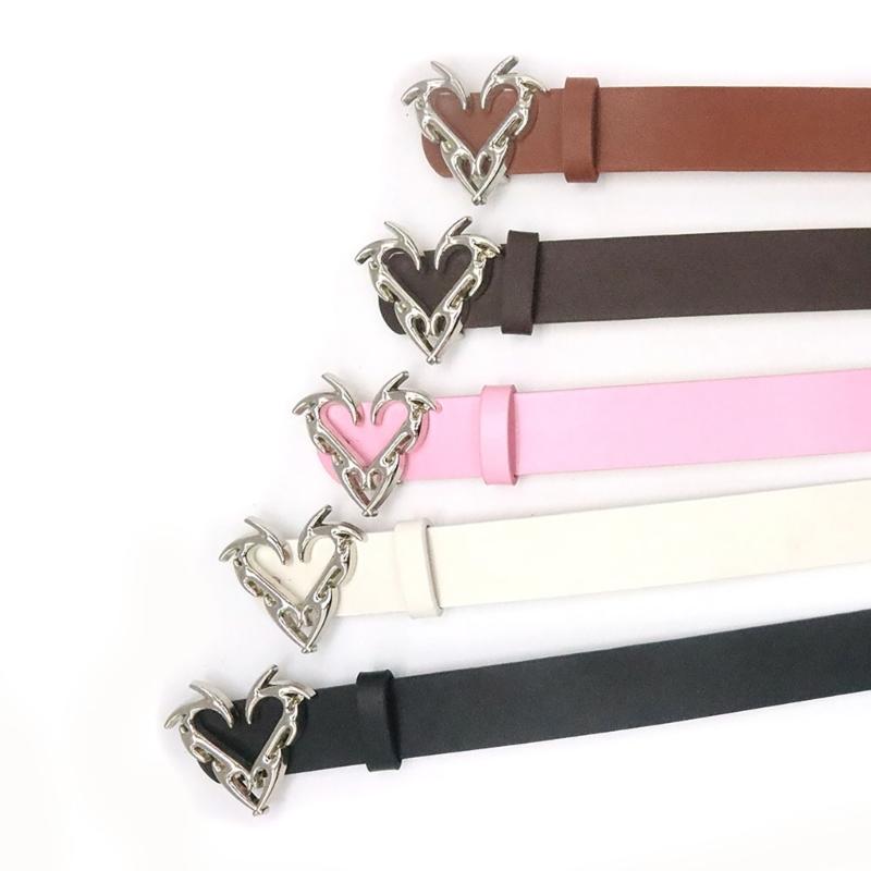 Lady Waist Belt Punk Chain for Cowboy Cowgirl Carved Heart Buckle Retro Buckle Waist Chain Casual Belt