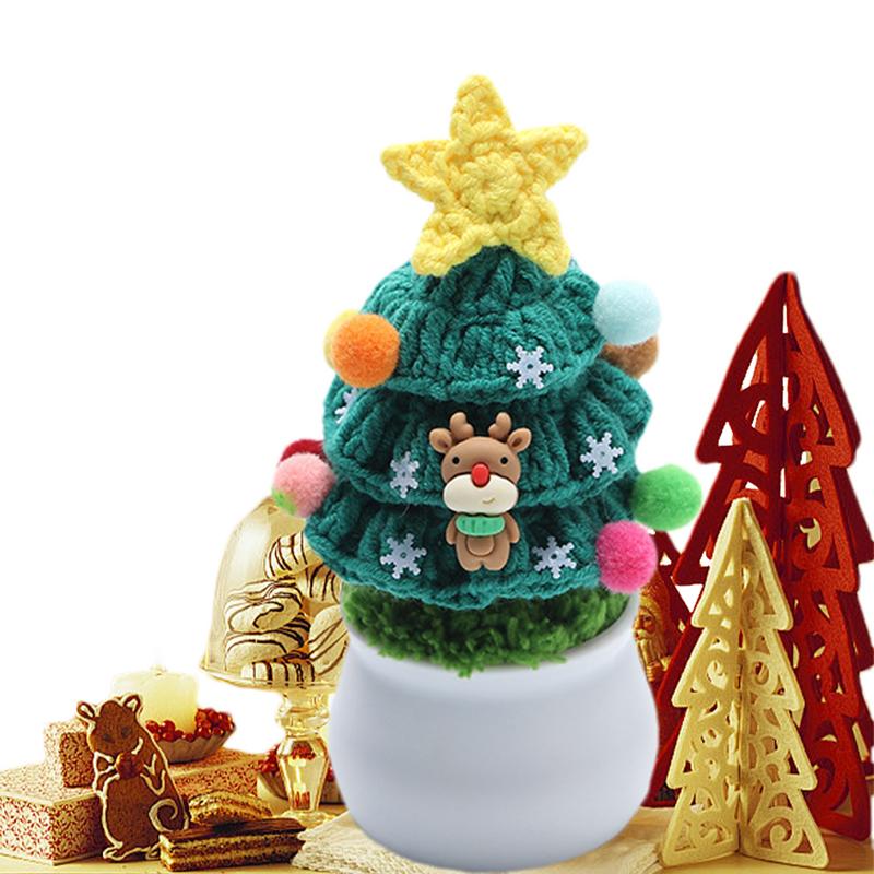 Christmas Tree Ornaments Festive Creative Portable Knitted Christmas Tree For Decoration Celebration Table Home Family Festival
