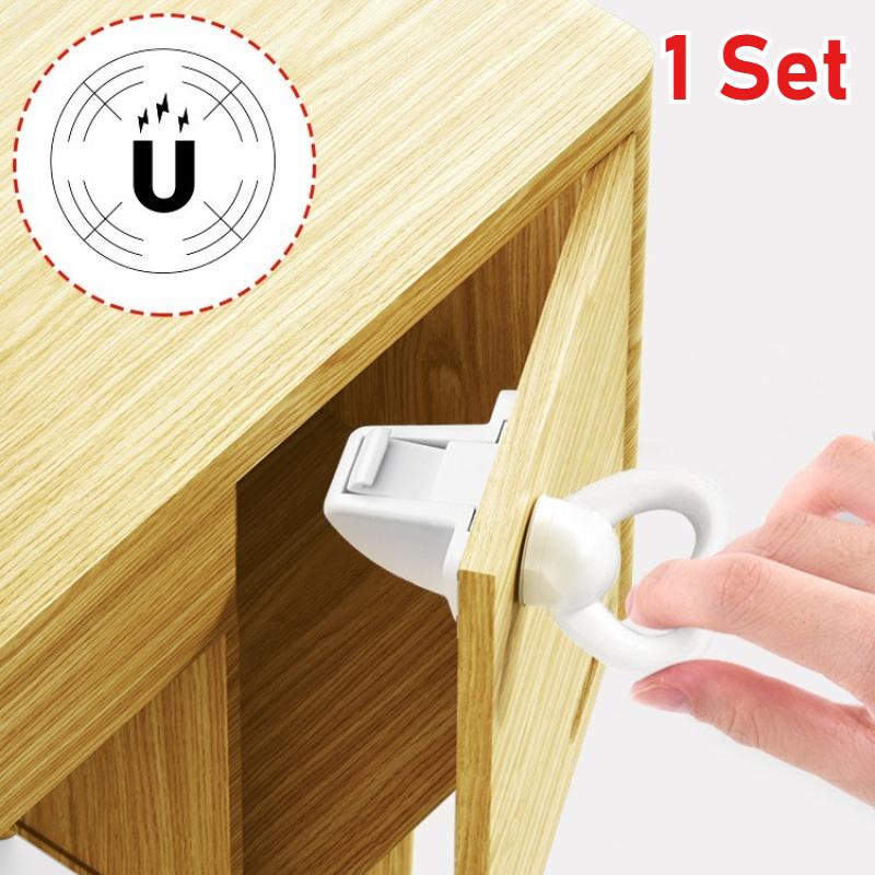 Invisible Magnetic Cabinet Lock for Baby Child Safety Lock Anti-Opening Cabinet Buckle Furniture Fittings Door Closer