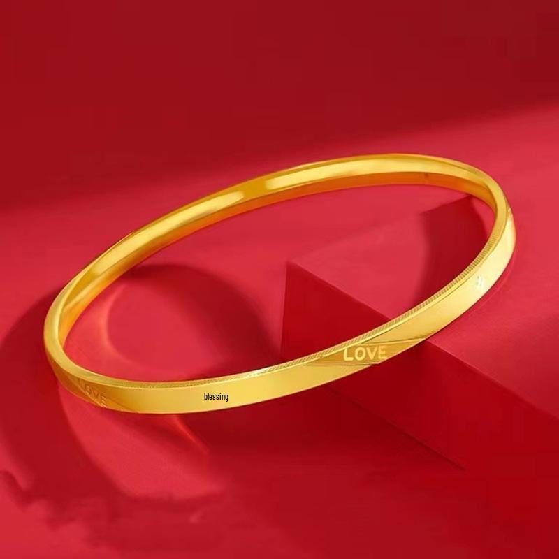 Вьетнамский латунный браслет-любовь с золотым покрытием - Модные женские украшения Closed Love Bangle (5.8mm, Size 62)
