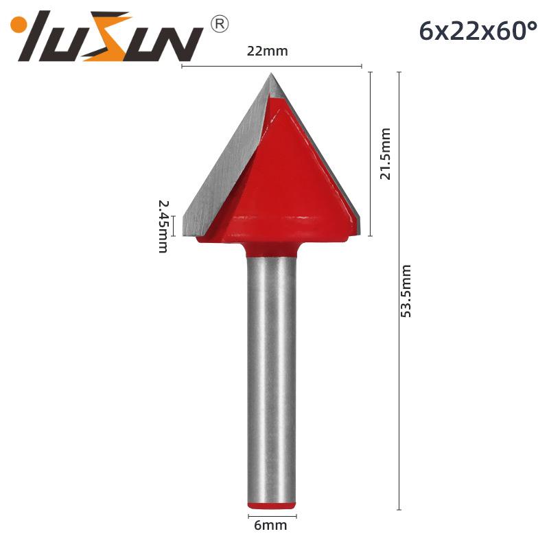 6mm V-Groove Bit Woodworking Cutter - 3D Engraving Knife, V-Shaped, 60/90 Degrees, 6 Patterns