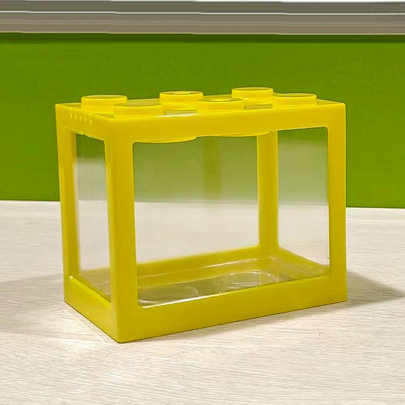 1Pc Home Block Fish Tank Fighting Fish Tank Small Desktop Mini Fish Tank Stackable Creative Design Aquarium