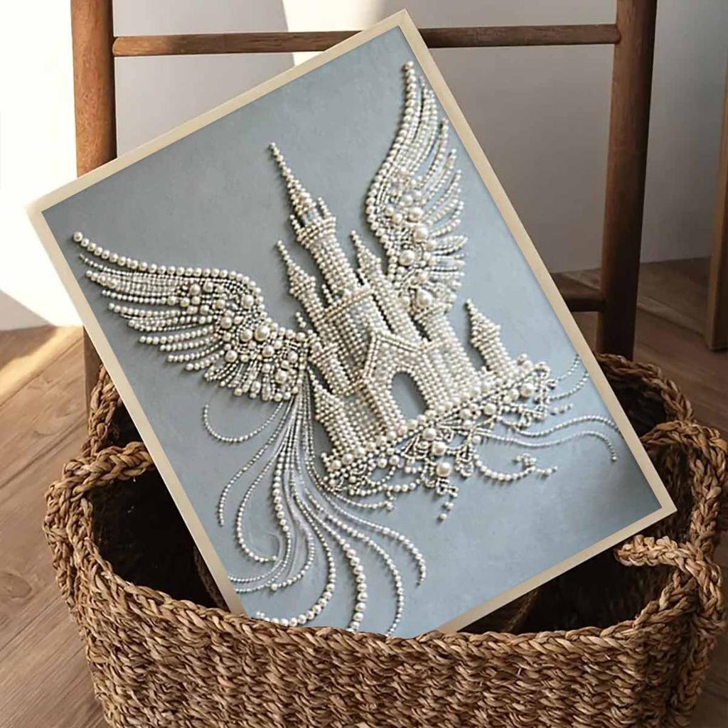 Pearl The Flying Castle DIY Diamond Art Kits 15.7x19.6inch Gem Art Diamond Painting Kits Without Frame for Adults Gift Idea Home Wall Decor