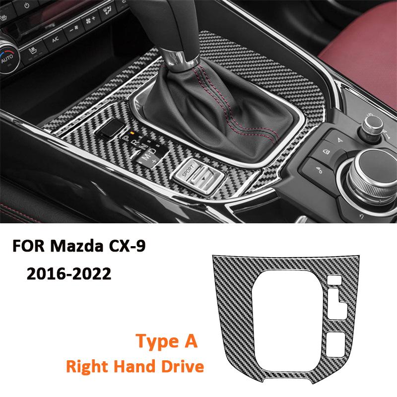 For Mazda CX-9 2016- Carbon Fiber Car Center Console Gear Shifter Panel Trim Frame Decoration Sticker Interior Accessories