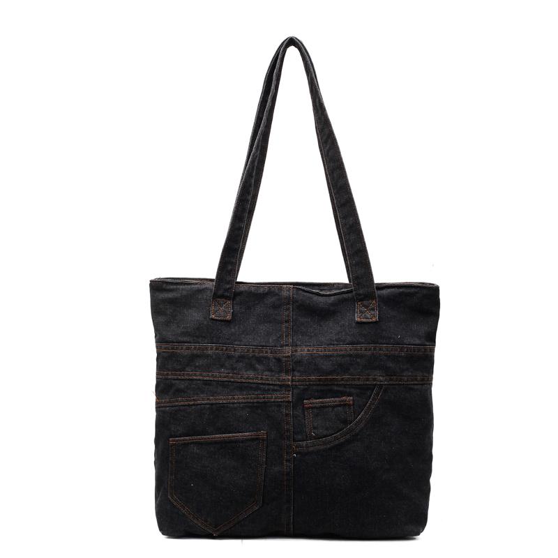 Vintage Large Capacity Denim Bag Women's Shoulder Bag Student Class Bag