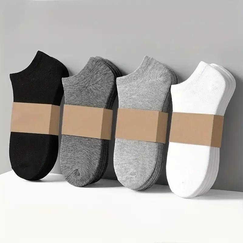 Unisex 10 Pairs Cotton No Show Socks, Lightweight Breathable Summer Ankle Socks, Non-Slip Low Cut Boat Socks for Sneakers