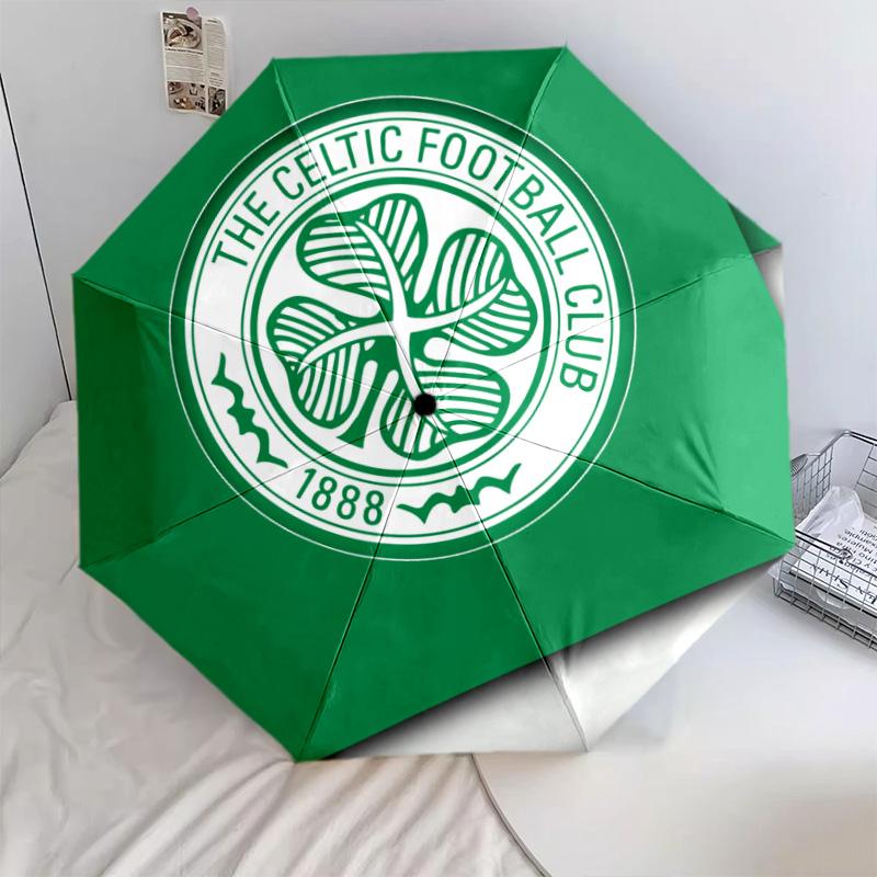 Modello del Celtic Football Club, ombrello pieghevole automatico, design portatile e pieghevole, 8 stecche, un regalo di Natale o di compleanno.