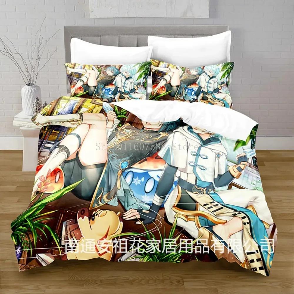 

Beding Set Game Genshin Impact chongyun 3d Soft Duvet Cover Set Warm Comforter Bed Linen Twin Quen King Single Sized Dimensions Dropshiping Carton 100*200cm Single