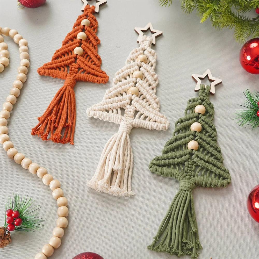 Christmas Decorations Bohemian Style Christmas Tree Pendant Hand-Woven Tapestry Pendant Decorations Christmas Tree Pentagram