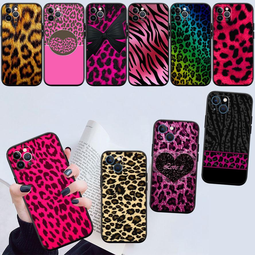 IK43 Leopard Printing Pink Phone Case for Samsung Galaxy S20 S21 S22 Ultra FE + Plus A21S A22 A24 A25 A26 A30 A30S A31