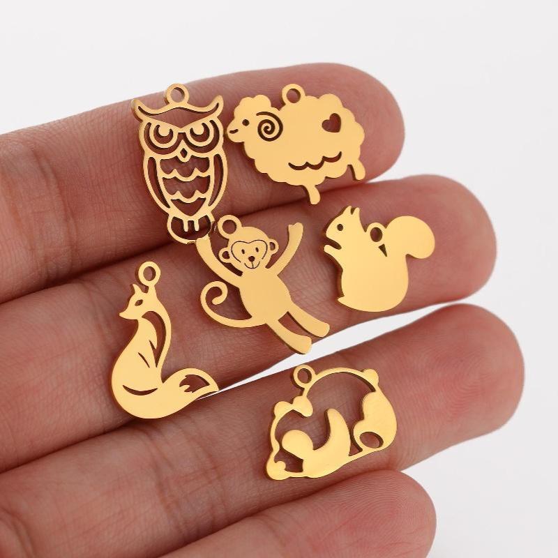 1Pc Stainless Steel Horse/Sheep/Giraffe Charms Cute Elephant Animal Pendant Diy Jewelry Making Accessory For Necklace Bracelet