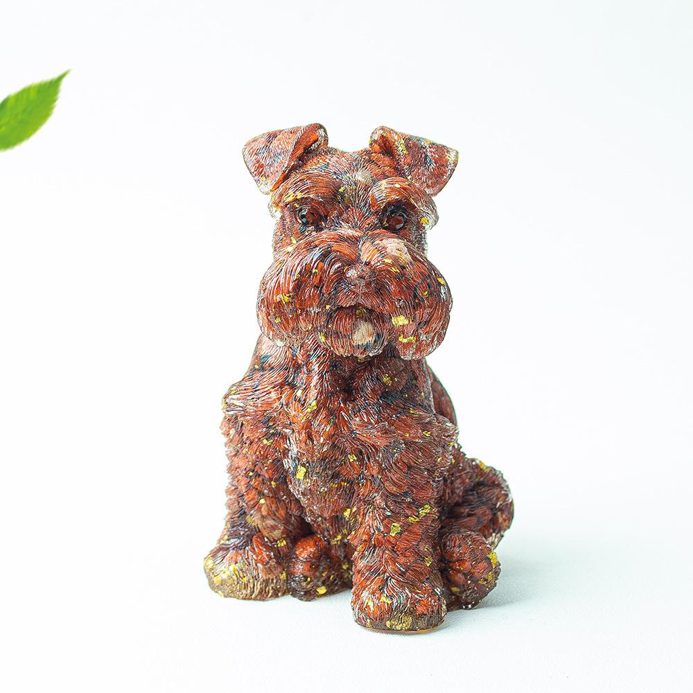 Szczeniak Schnauzera Żywiczna Kryształowa Statua Przedmioty do Wystroju Domu Różowy Kryształ Kamień Miłości Rzeźby i Figurki Schnauzerów Wystrój Domu
