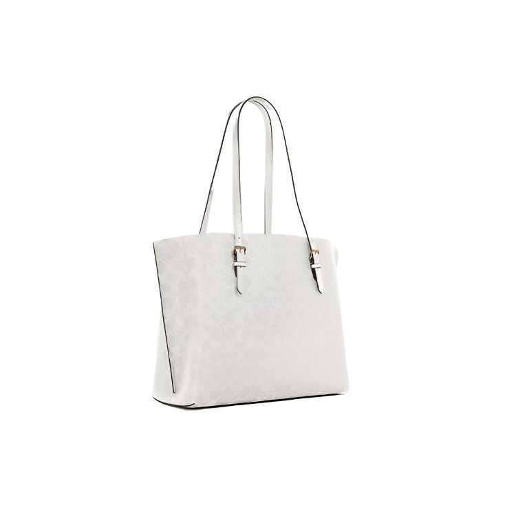 Coach Mollie Metallic Logo Signature Embossed Charm Tote Bag Shopping Bag Coated Canvas Smooth Leather Handheld Shoulder Bag 34 Women tote 1665-IMRFF