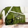 Tennis Rackets and Balls on CourtBlanket Flannel Throw Blanket for Sofa, Bed, Travel, Camping, Office, Couch, Chair, And Bed Gift for Christ