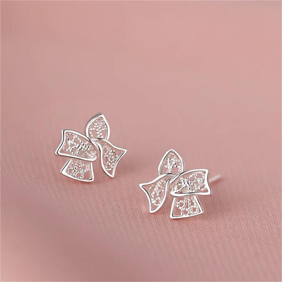 925 sterling silver hollow bow stud earrings 2025 new earrings earrings tide