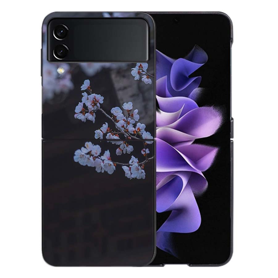 Snowy Peach Blossom Tree in Front of the House Phone Case For Samsung Z Flip 6 7 5G Galaxy Z Flip 5 4 3 5G Cases Shockproof Hard