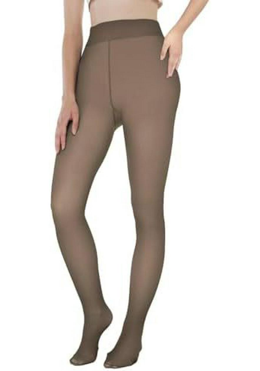 

Women s Sheer Fleece-Lined Tights - Semi-Transparent, Black Medium