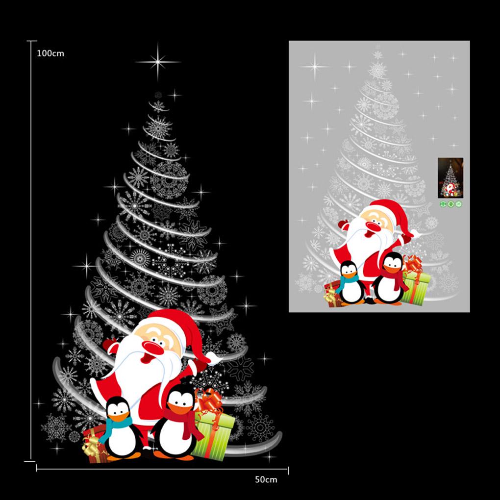 Removable Santa Pattern Wallpaper Christmas Mural Decal Art Wall Door Window Sticker Living Room Decor