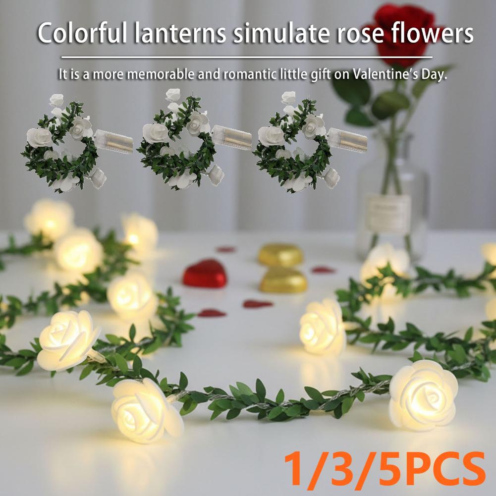 Romantic LED Rose Flower Garland String Light Simulated Wreath Decor For Valentine's Day Wedding Party DIY Ambient Lighting Gift