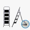 Folding metal ladder for home use, 4 steps, platform, gray, 150 kg