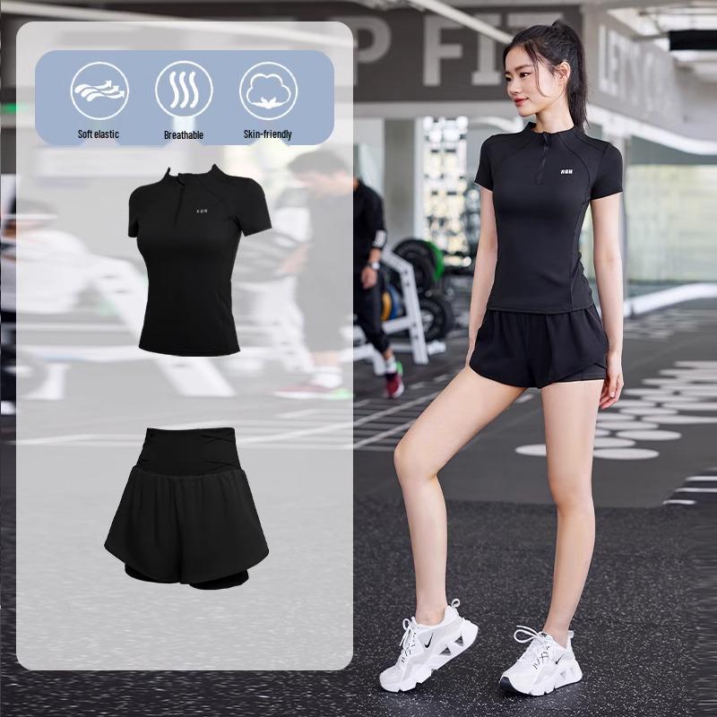 2025 Women's Spring Quick-Dry Sports Set: Short-Sleeve Running, Fitness, Morning Run & Yoga Apparel