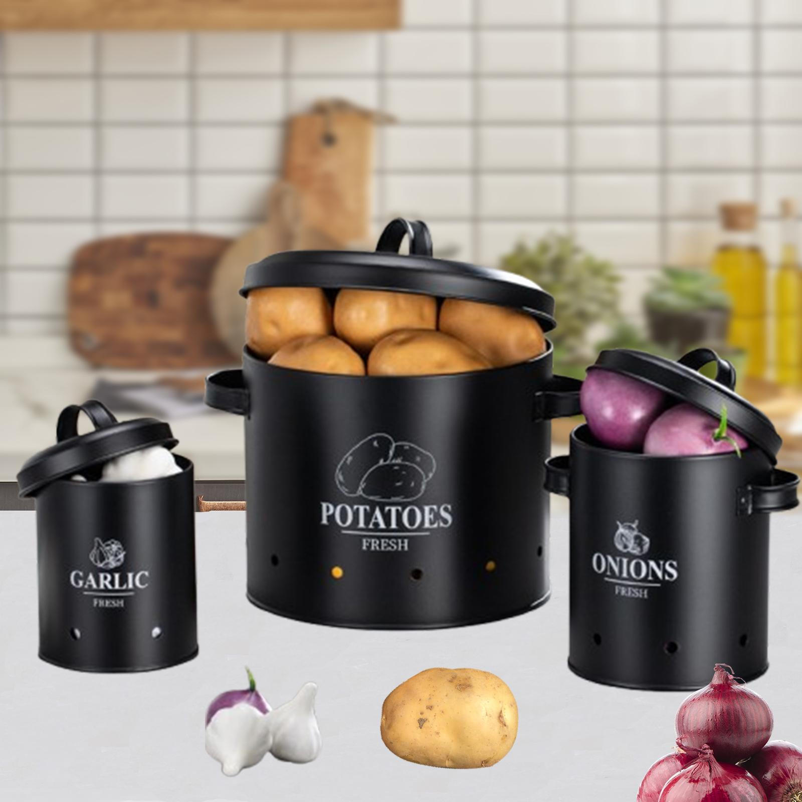 

3 упаковки кухонных контейнеров для хранения свежих овощей, включая картофель и лук чёрный
