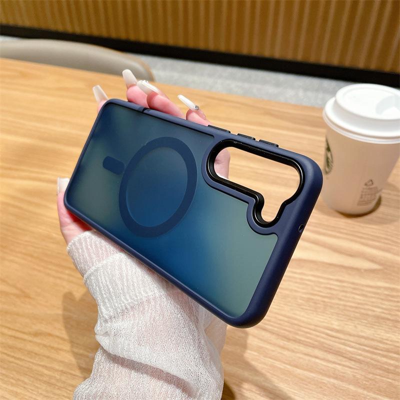 Luxury Matte For Magsafe Magnetic Case For Samsung Galaxy S24 S23 S22 Ultra Wireless Charge Acrylic Back Cover Phone Accessories