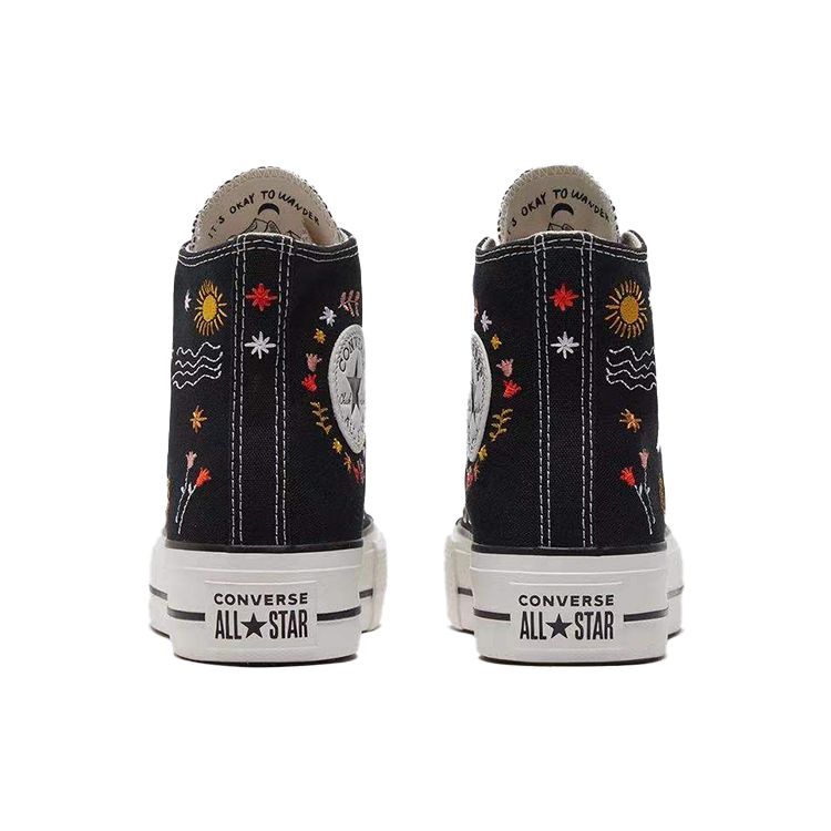 Converse Chuck Taylor All Star Platform High Its Okay To Wander - Schwarze Damen Sneaker Weiß 571085C