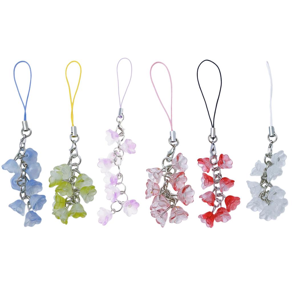 Handmade Phone Lanyard Fashionable Keychain Lilys of the Valley Flower Phone Chain Flower Phone Charm for Everyday Use