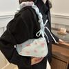 Sweet Flower Pleated Underarm Bag Bowknot Floral Shoulder Bag Simple Nylon Handbag  Gifts