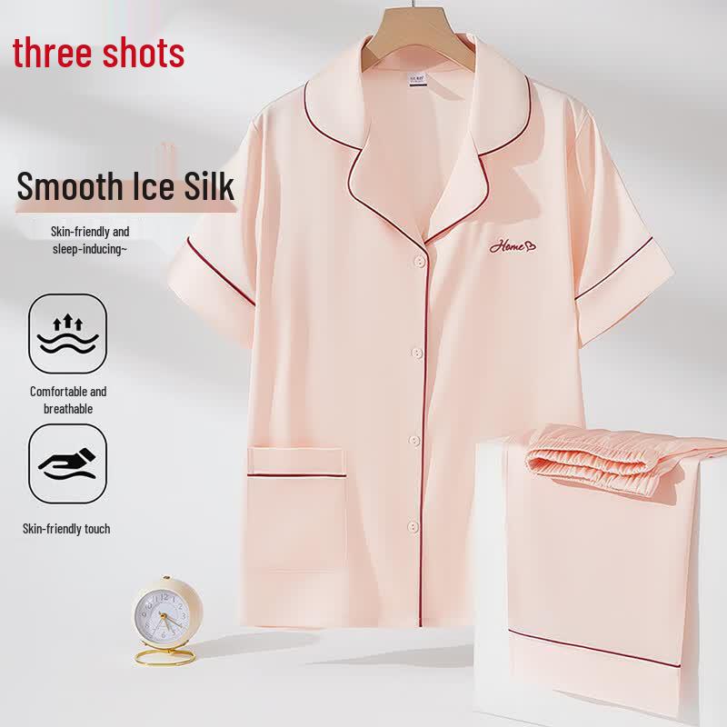 Three Guns Catch the Wind Series Ice Silk Pajama Set 2XL