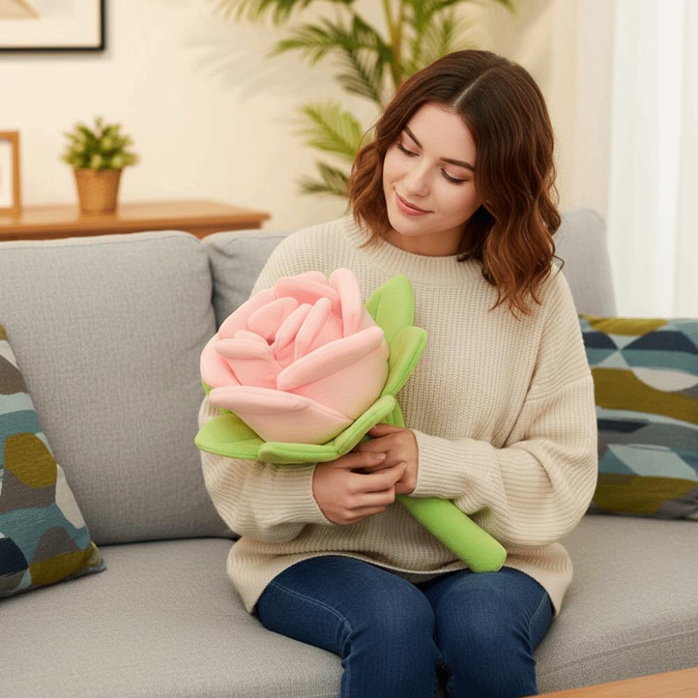 Soft Simulation Plush Rose Romantic Rose Plush Pillow Red Rose Bouquet Home Decoration