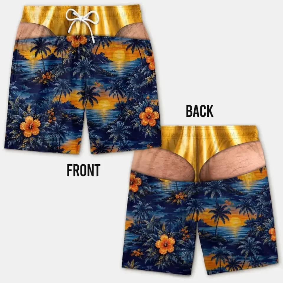 Pantaloncini da Spiaggia da Uomo Stampa Culo Peloso 3D Divertente Elastico Coulisse Novità Costume da Bagno Asciugatura Rapida Festa in Piscina Vacanza XXS-6XL