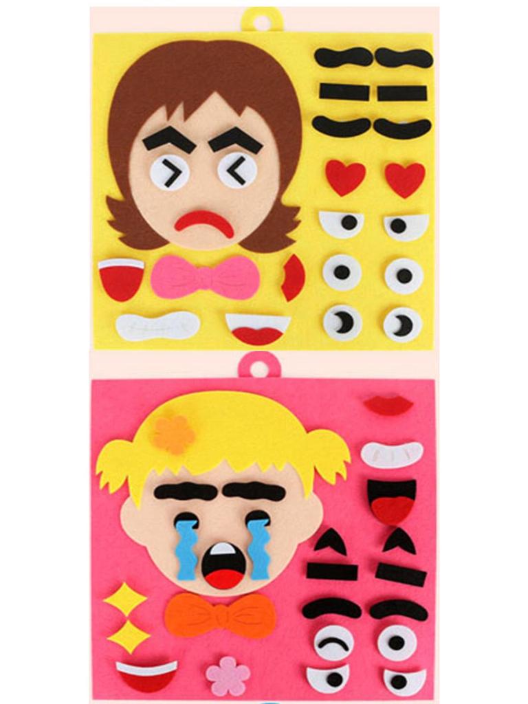 Felt Facial Expression Stickers for Kids - Non-woven Fabric Teaching Aids for Kindergarten