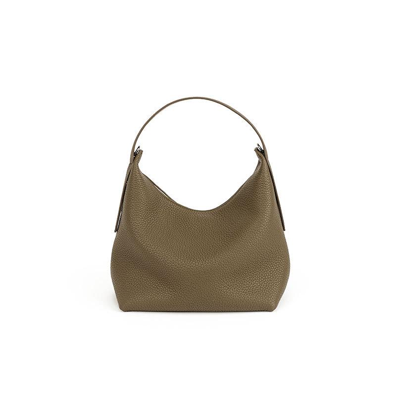 Commuting Versatile Bucket Bag Crossbody Bag Lychee Leather Fashionable Hand-held Leather Women's Bag Magnetic Button Simple Bag