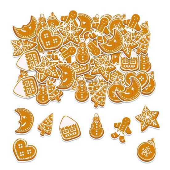 100 Pcs Christmas Gingerbread Cutouts Winter Paper Gingerbread Men Bulletin Board Decorations