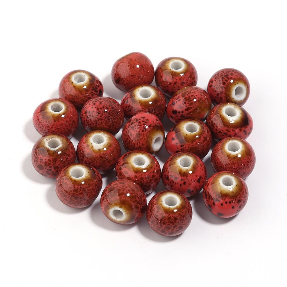 20pcs 10mm Round Ceramic Beads Colorful Spotted Porcelain Loose Spacer Bead For DIY Jewelry Making Necklace Bracelet Accessories