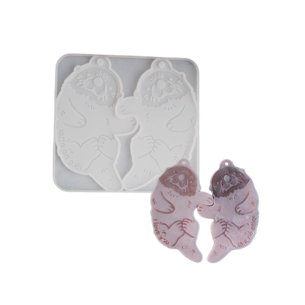 Resin Pendant Molds with Hole for Epoxy Resin Keychain Making Otters Shape Silicone Pendant Molds for Jewelry Making