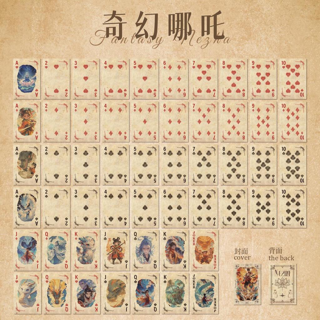 55 pcs Blue core paper poker retro style character girls puzzle entertainment poker hard card