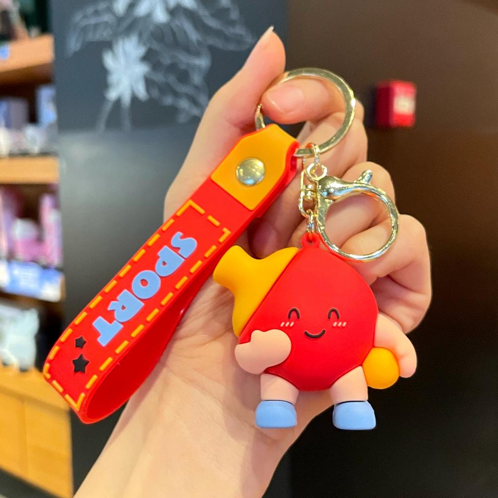 Original Badminton Figurine Keychain Fashionable Fun Cartoon Tennis Pendant Small Gift Football-related Souvenir