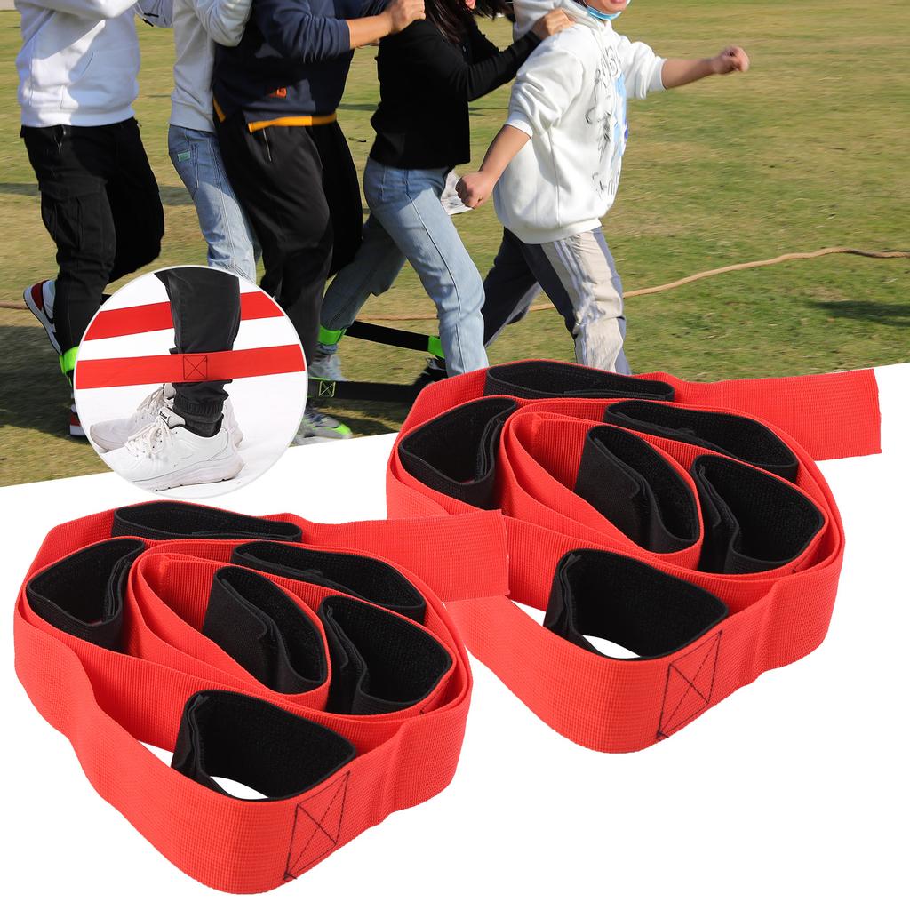 2Pcs Fun Outdoor Sports 6 Legged Race Bands Giant Footstep Nylon Webbing Tram Game Activity